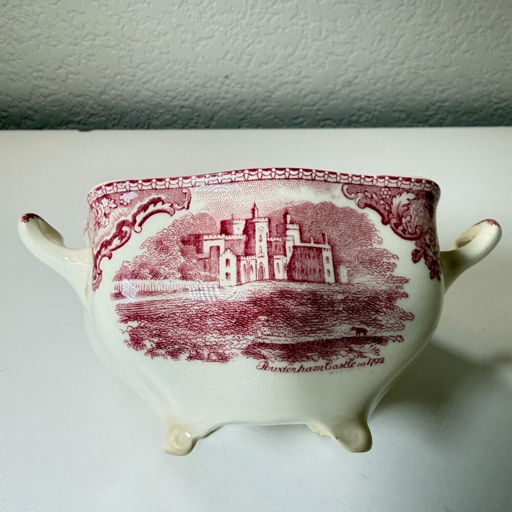 🏰 VTG Johnson Brothers "Old Britain Castles" Open Sugar Bowl Pink/Red *READ* 🏰 - Picture 3 of 16
